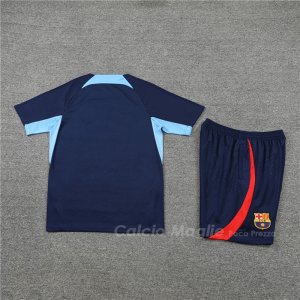 Tuta da Track FC Barcellona Manica Corta 2022-2023 Blu - Pantaloncini