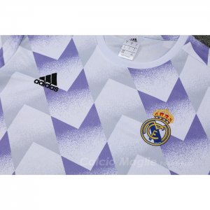 Tuta da Track Real Madrid Manica Corta 2022-2023 Bianco e Purpura - Pantaloncini