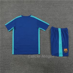 Tuta da Track FC Barcellona Manica Corta 2023-2024 Blu - Pantaloncini